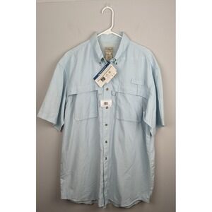 L.L. Bean Men's Tall Light Blue TechnoFine Fishing Shirt Short‎ Sleeve Size L
